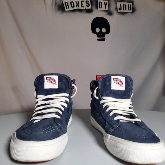 Vans Off The Wall Blue Suede High Tops Sz 7.5Mens 9Womens - Picture 1 of 16